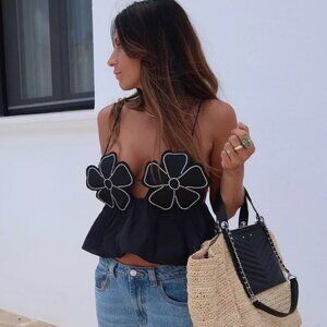 Sold Out Zara Rhinestone Floral Top